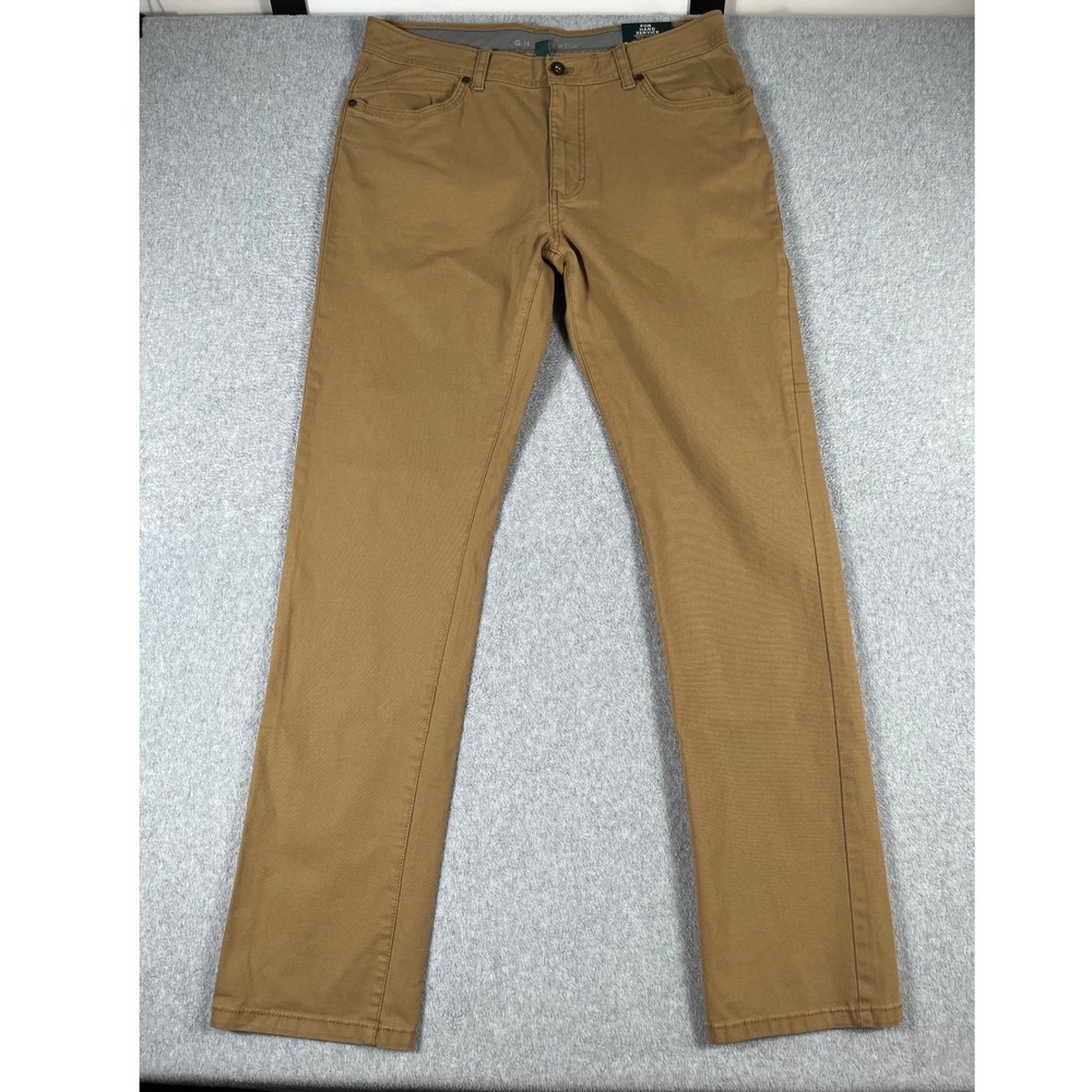 GH Bass & Co Mens Groundwork Pant 34x34 Brown Stretch Canvas Utility 527D869